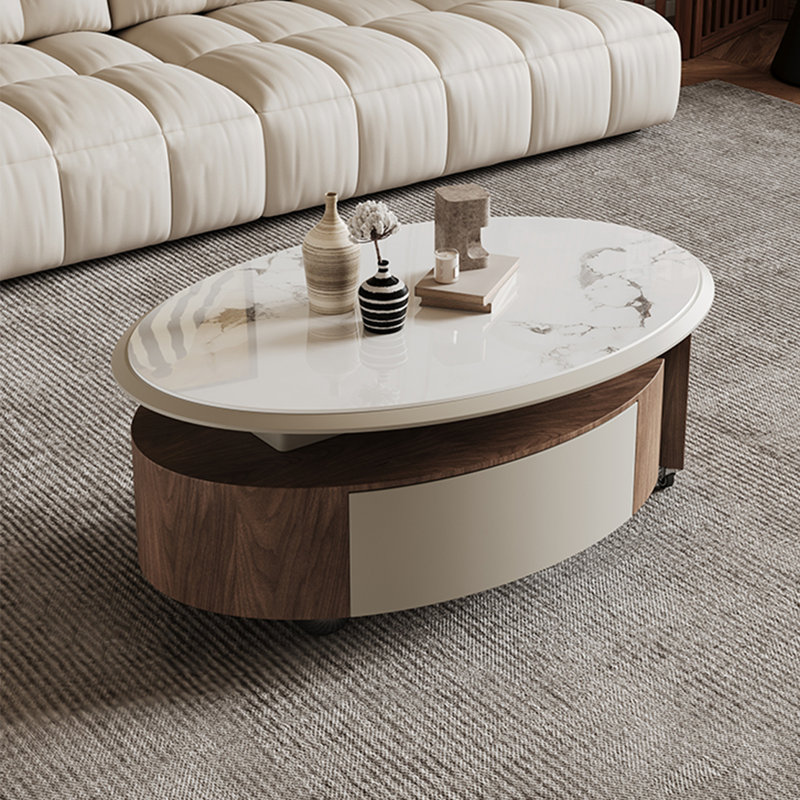 Table basse en pierre micro-cristalline télescopique