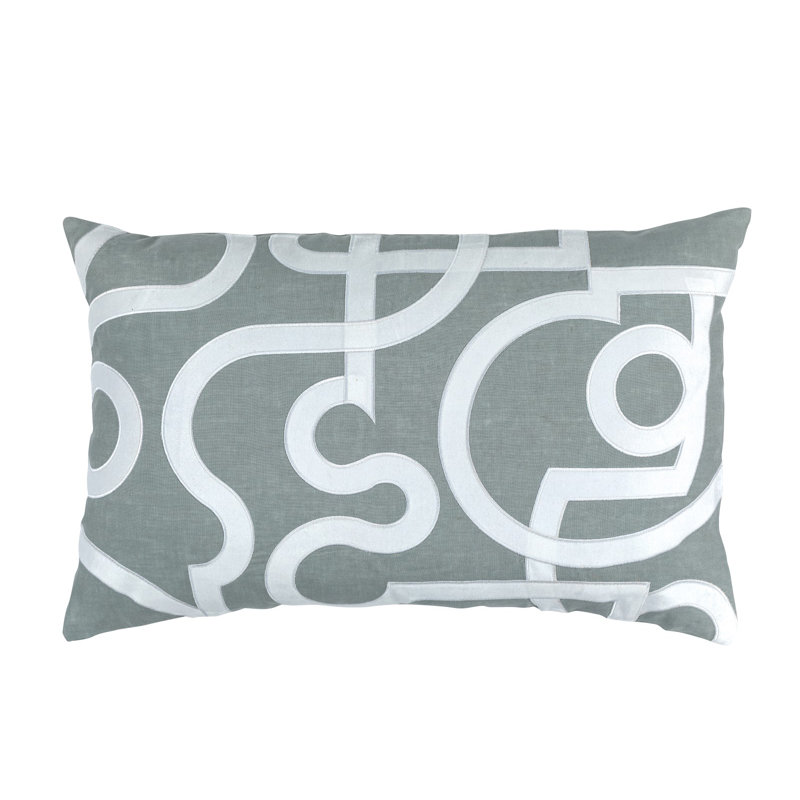 Geo Lumbar Pillow Cover & Insert, Sky/White, 18" x 30"