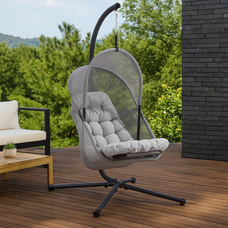 Balancelle d'extérieur avec support pliable Bery, Gris clair