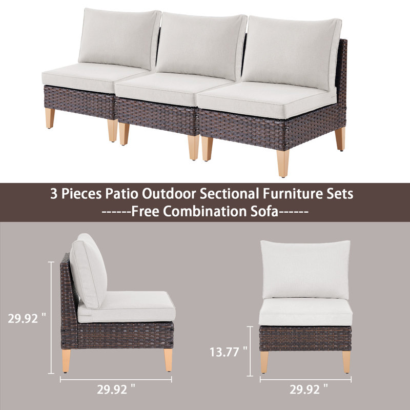 Canapé modulaire d'extérieur réversible avec coussins 92,71 po Tuule, Beige