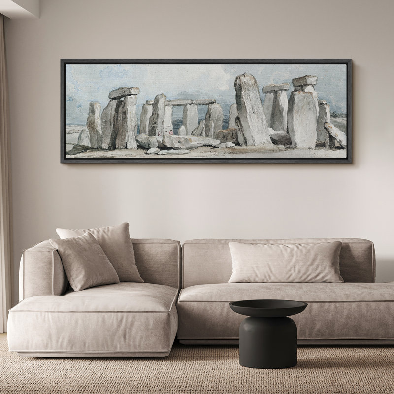 Ancienne pierre historique de Stonehenge, impression sur toile encadrée, H 20 po x l 60 po, Noir, noir, noir, noir