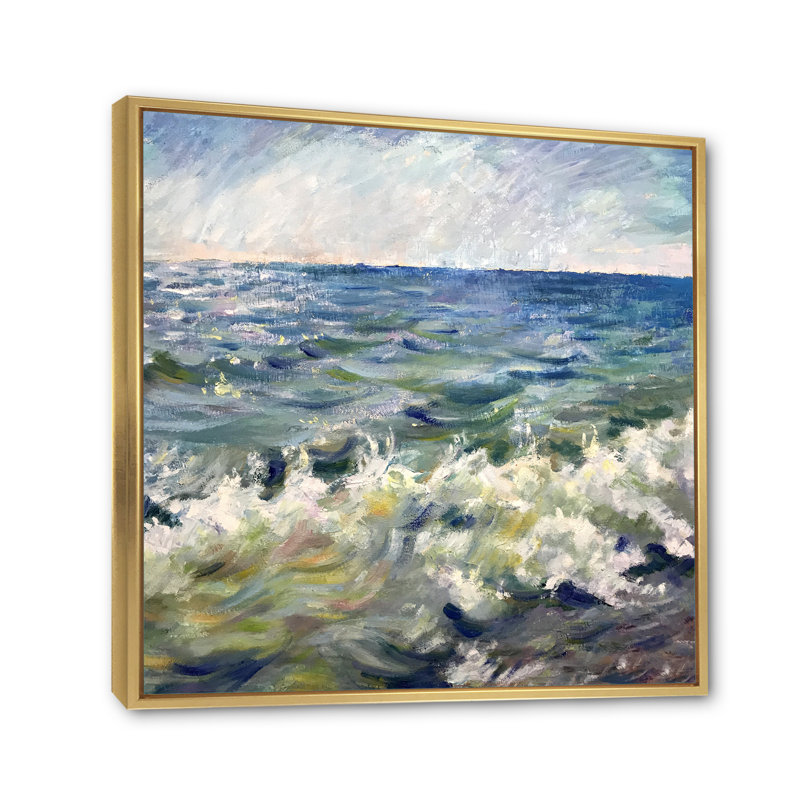 «Dreaming On Ocean Waves Beach II», reproduction d'art sur toile, H 36 po x l 36 po x P 1,5 po, Cadre flottant doré