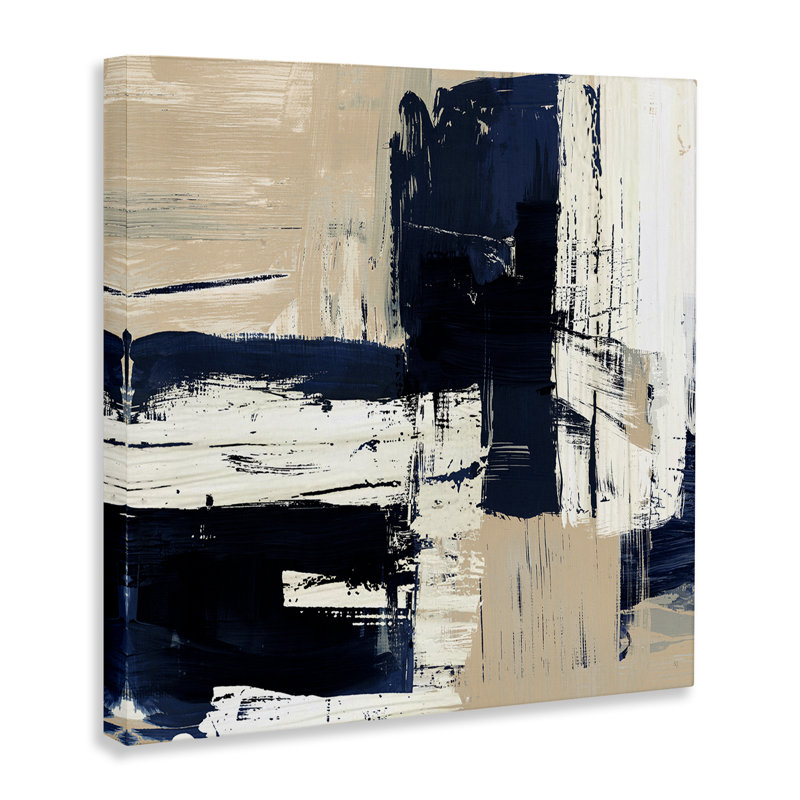 «Expressive Blue Tan Shapes» par Susan Jill, H 17 po x l 17 po