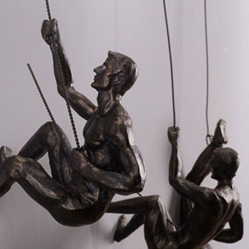 Climber Wall Decor Set with Hooks for Unique Home Art, Sliver