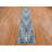 2'6x12'3" Blue Pure Silk and Textured Wool Zigzag with Graph Design Hand Knotted Runner Rug