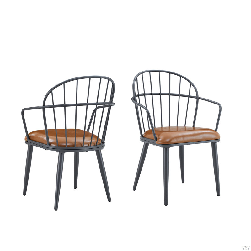 Chaise de salle à manger d'intérieur avec pieds en métal (ensemble de 2)