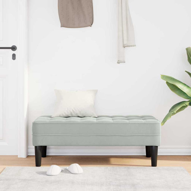 Velvet Bench, Light Grey