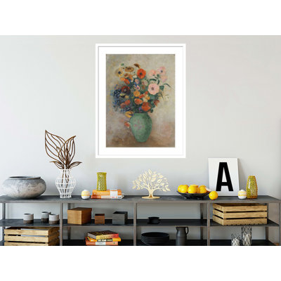 «Bouquet of Flowers in a Green Vase» par Odilon Redon, impression giclée sur cadre