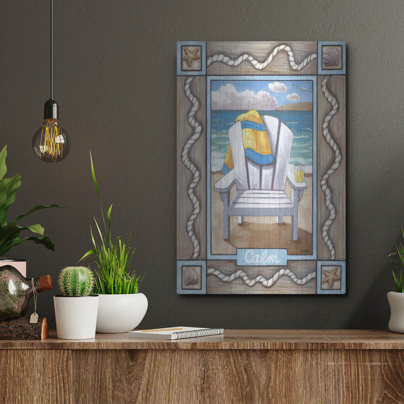 Art mural en métal Rosecliff Heights «Beach Chair Calm» par Cathy Horvath-Buchanan, H 16 po x l 12 po