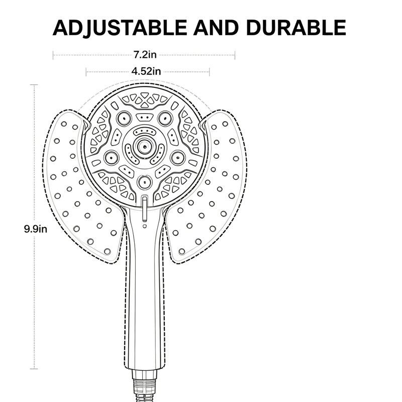 Pommeau de douche 2 en 1 avec douchette à main – Haute pression, débit de 2,5 GPM, Nickel