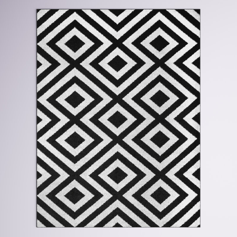 Tapis gris anthracite / ivoire Frances, Rectangle 6 pi 7 po x 9 pi