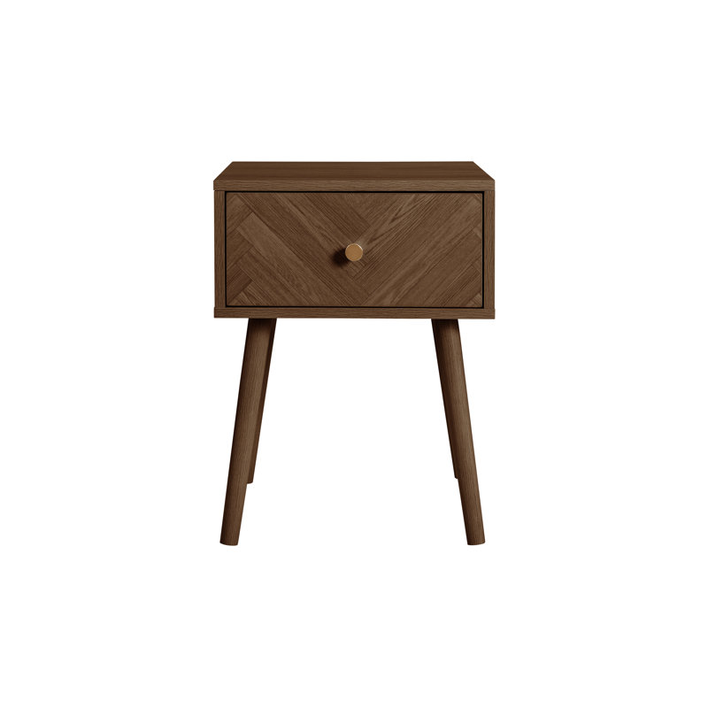 Mardell 40cm W Particle Board Bedside Table, Walnut