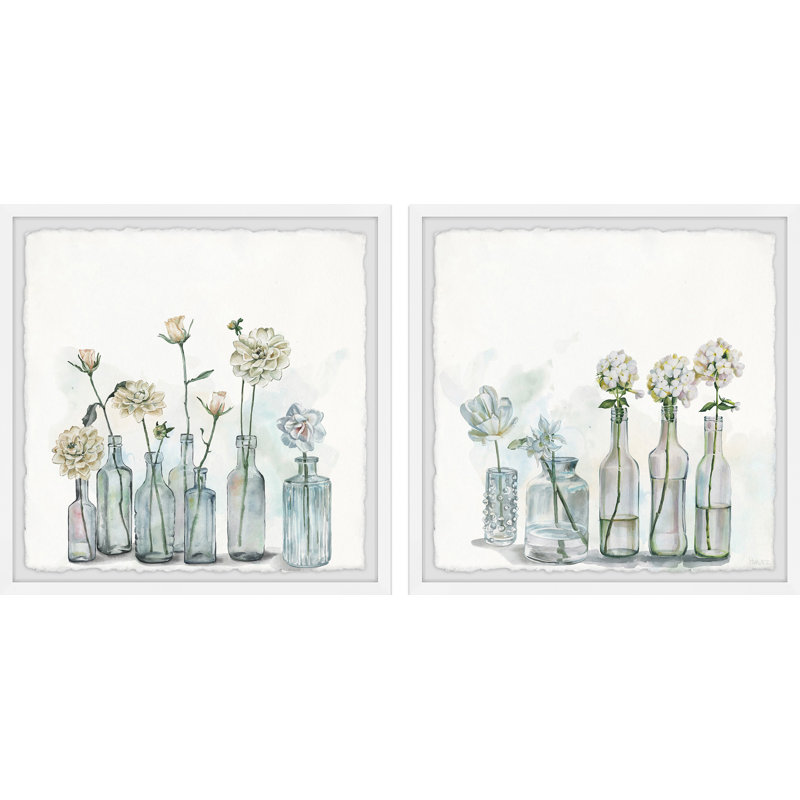 " Carnations On Gray Bottles " by Parvez Taj 2 - Pieces, 24" W x 24" H