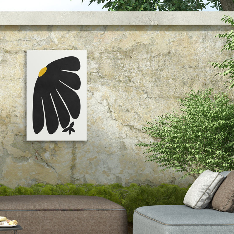 Amini54  Black Daisy Outdoor  Canvas, H 22 po x l 32 po