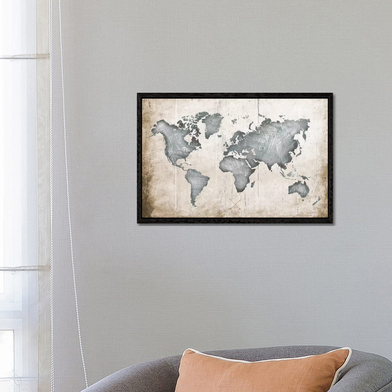 Industrial Map by Amanda Murray - Print on Canvas, 45.72cm H x 66.04cm W x 3.81cm D, Black Framed