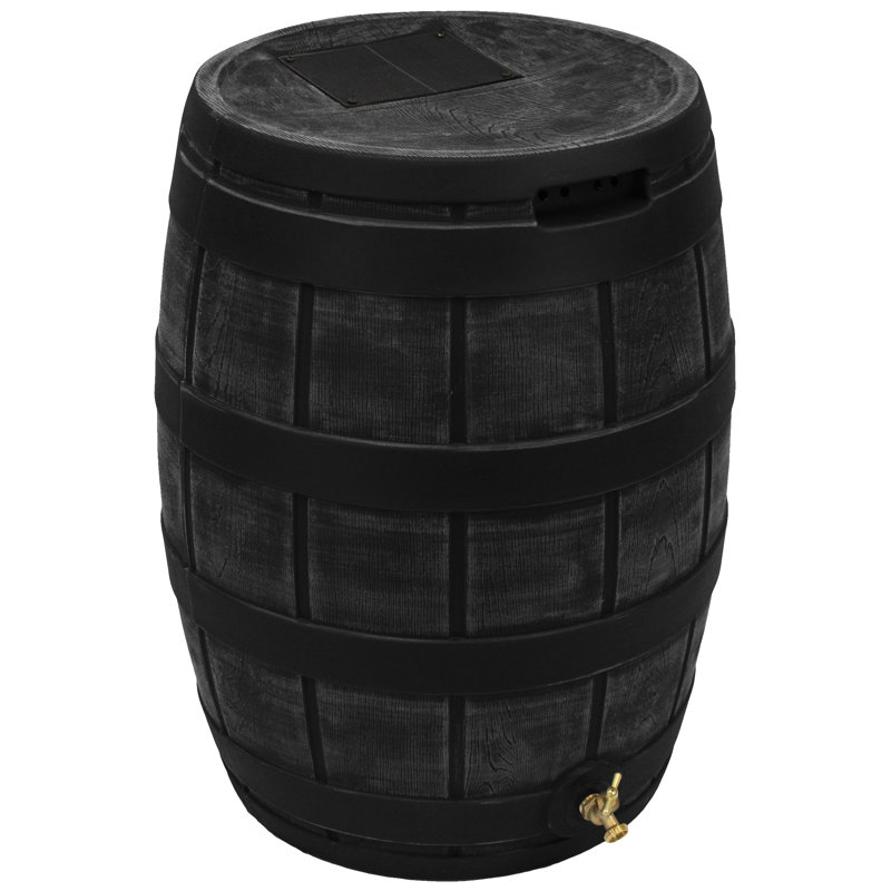 50 gallons Baril de pluie en plastique, Noir