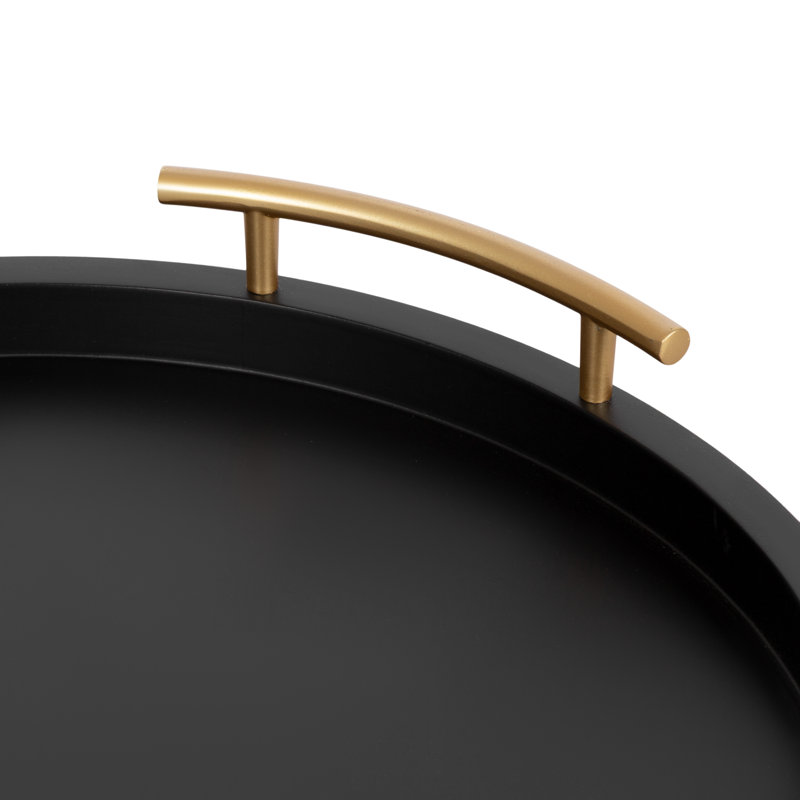 Round Ottoman Tray with Metal Handles