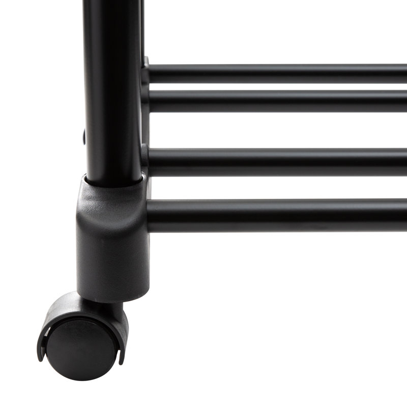 Adjustable Black and Chrome Steel Garment Rack with Shelves