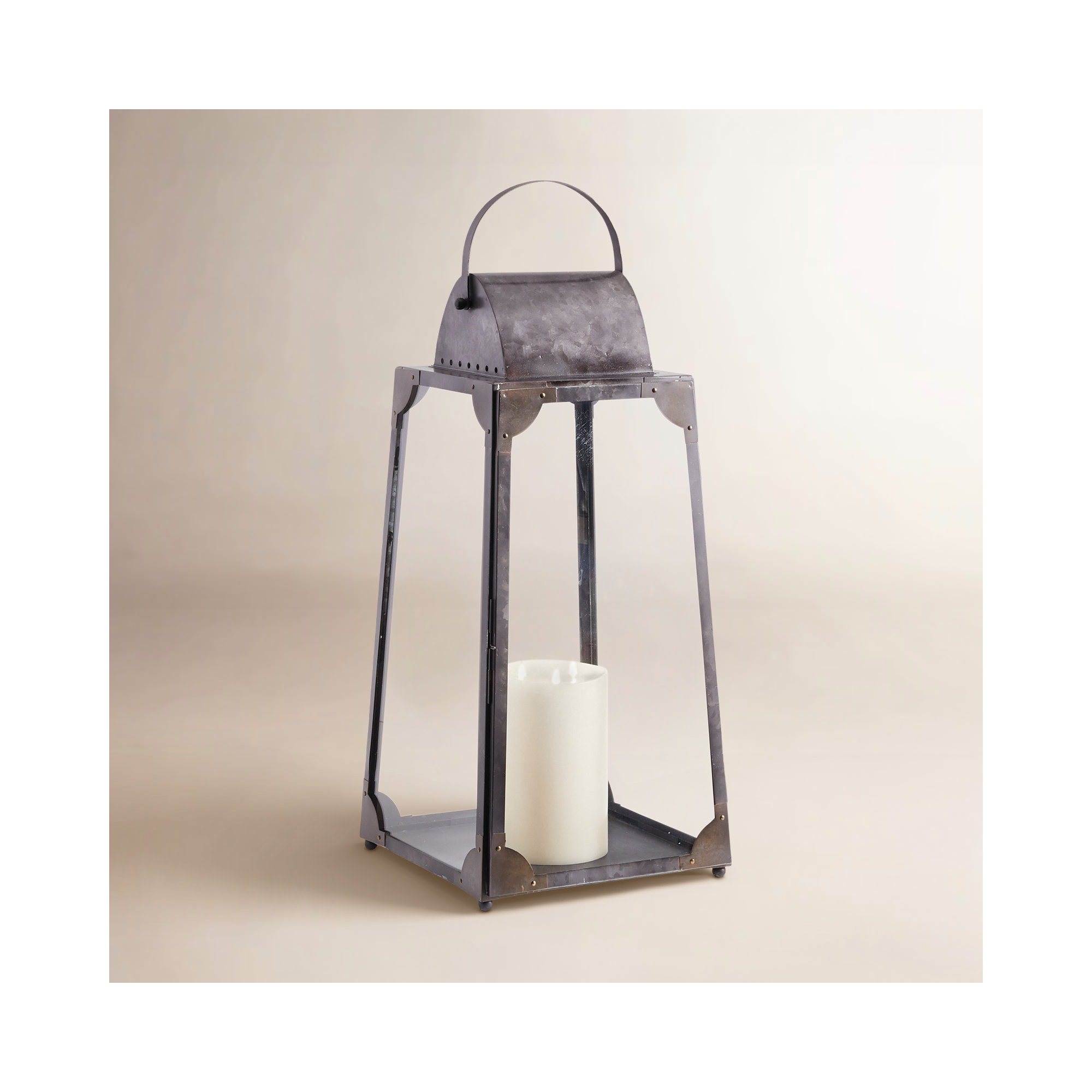 Idora Metal Tabletop Lantern, 30.5" H x 14" W x 14" D