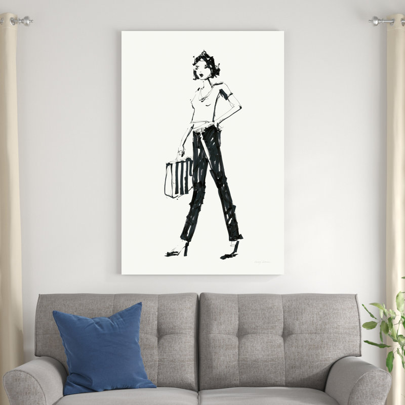 «About Town IV» par Avery Tillmon - peinture sur toile tendue, H 48 po x l 32 po