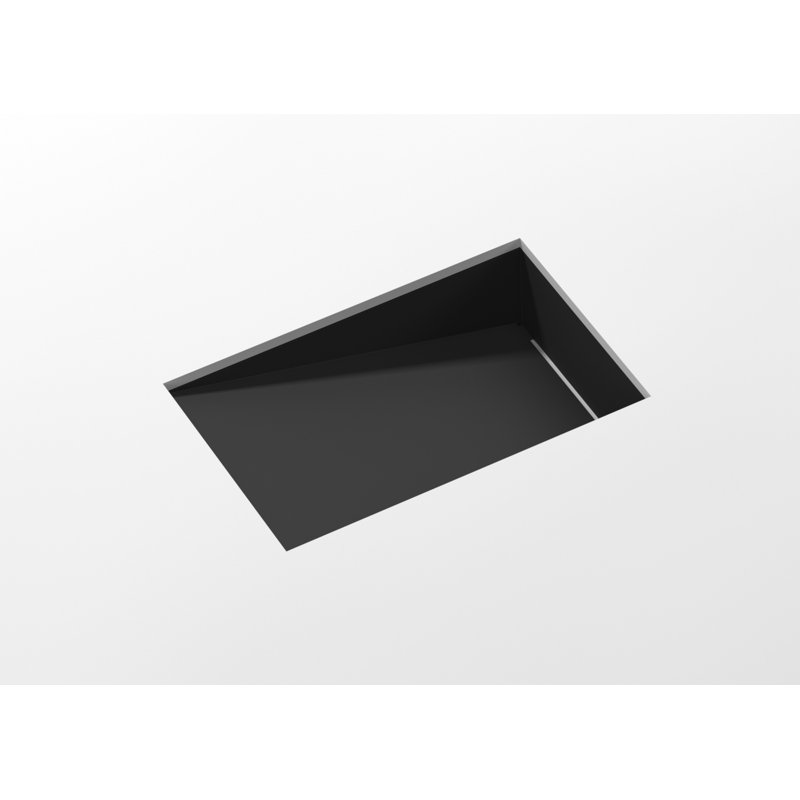 Lavabo de salle de bain encastré en pierre noire en résine mate Badeloft UB-04-RL-MBLK 25,2 po x 16,1 po, Noir mat