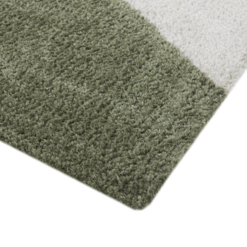 Lorilai Abstract Machine Woven Rectangle 5'3" x 7' Recycled P.E.T. Area Rug in Cream/Green/Brown