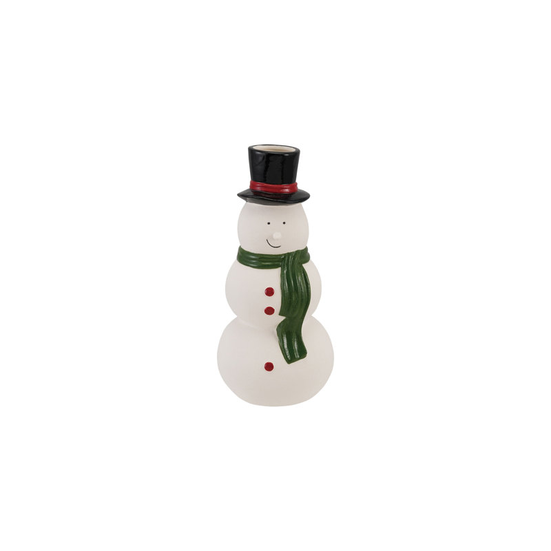 Whimsical Stoneware Snowman Vase