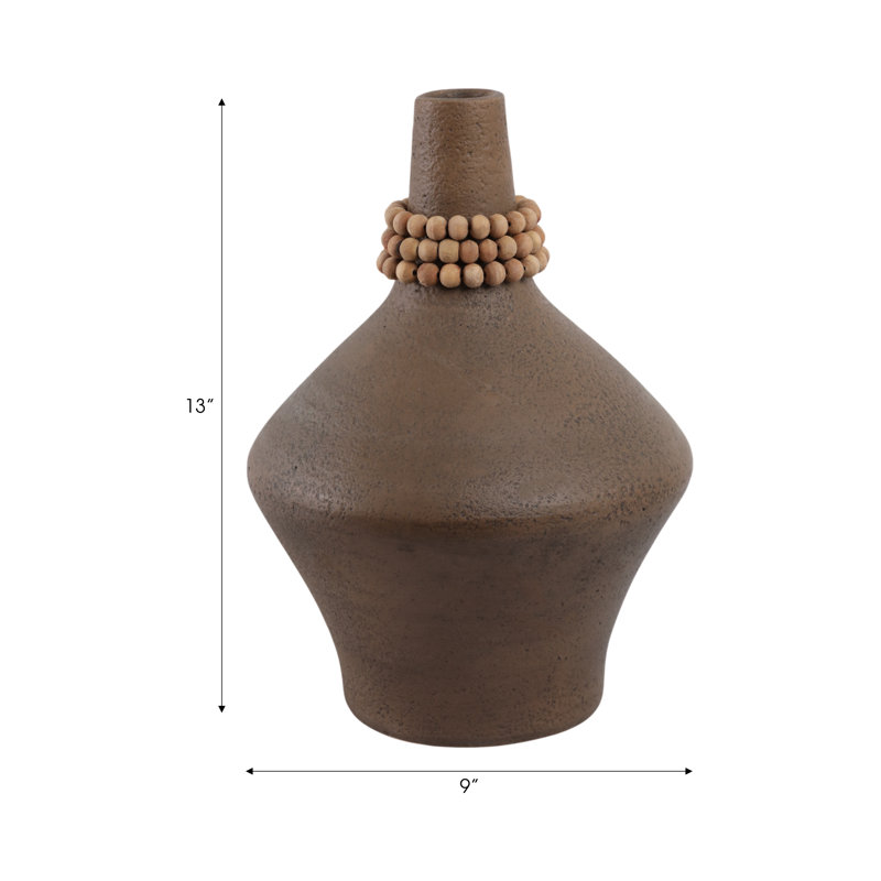 Tutwell Small Vase With Wood Beads, Brwn, 13" H x 9" W x 9" D