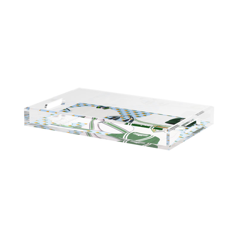Abstract Decorative Tray, 2" H x 17" W x 10.5" D, Blue/Orange