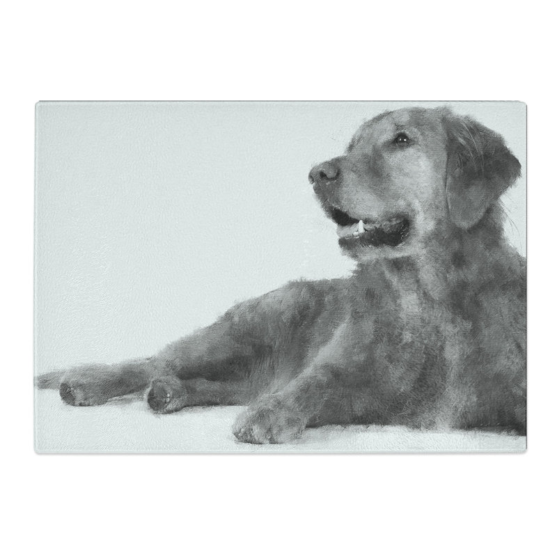 Tempered Glass Golden Retriever Chopping Board, 20 cm x 28.5 cm