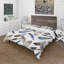 Blue Bohemian Bird Feathers II - Ensemble de housse de couette bohémien - Polyester en microfibre-701763271