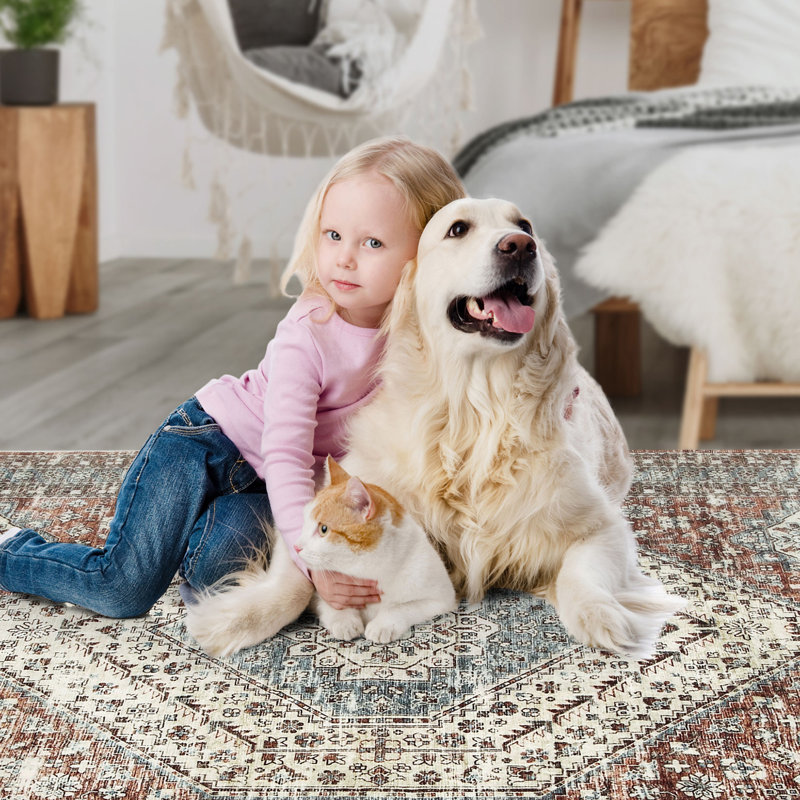 Abstract Area Rug, Brown, Rectangle 150 x 80 cm