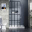 Porte de douche 34 "x 72" avec cadre noir et 4 panneaux de verre trempé pour douche à l'italienne