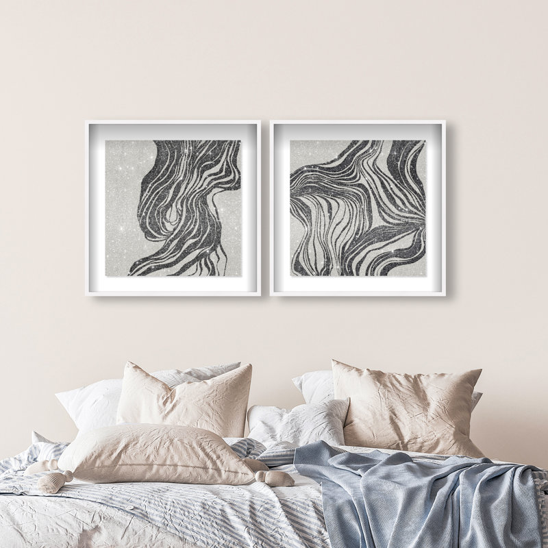Emotional Set Shadowbox Abstract Print by Oliver Gal, Black Frame, 12 x 12, 31.5"H x 31.5"W, White Shadowbox