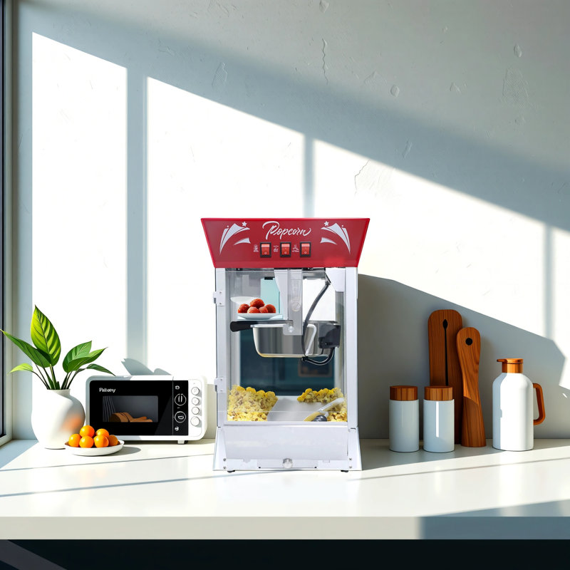 Égouttoir à maïs soufflé en acier inoxydable 12 oz avec verre trempé, plaque isolée, machine à maïs soufflé de comptoir de 850 W