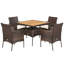 Akyrie 4 - Person Acacia Wicker Patio Dining Set with Square Table , Cushions Included