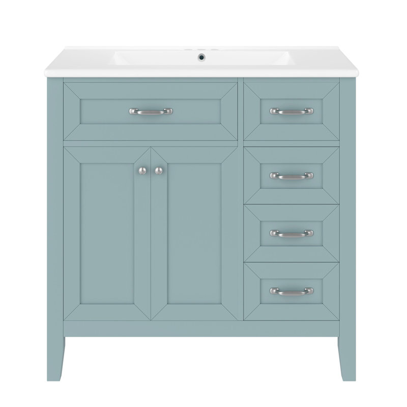 Meuble-lavabo 36 po avec lavabo, Argent argent, Vert
