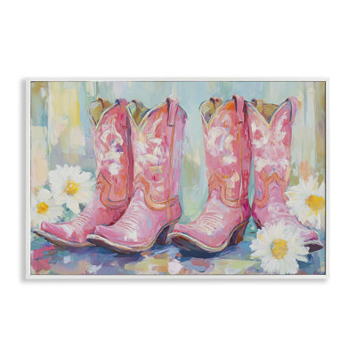 Paire de bottes de cow-boy roses, estampe numérique, conception de Tina LeCour