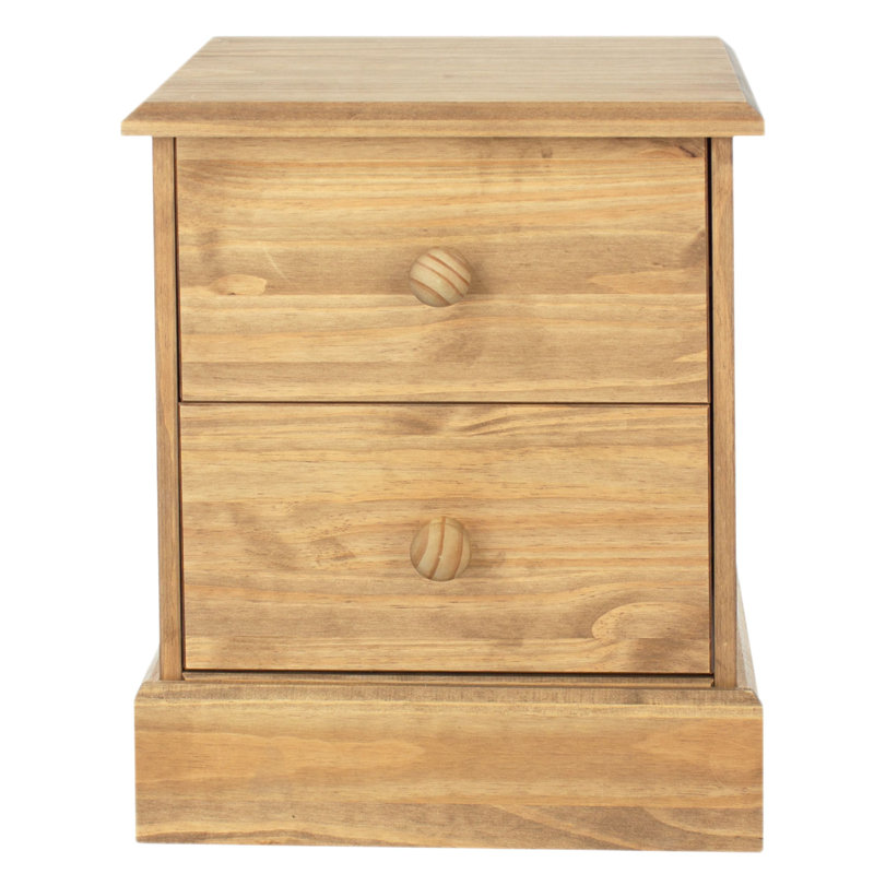 Pursley 2 Drawer Bedside Table, Antique waxed