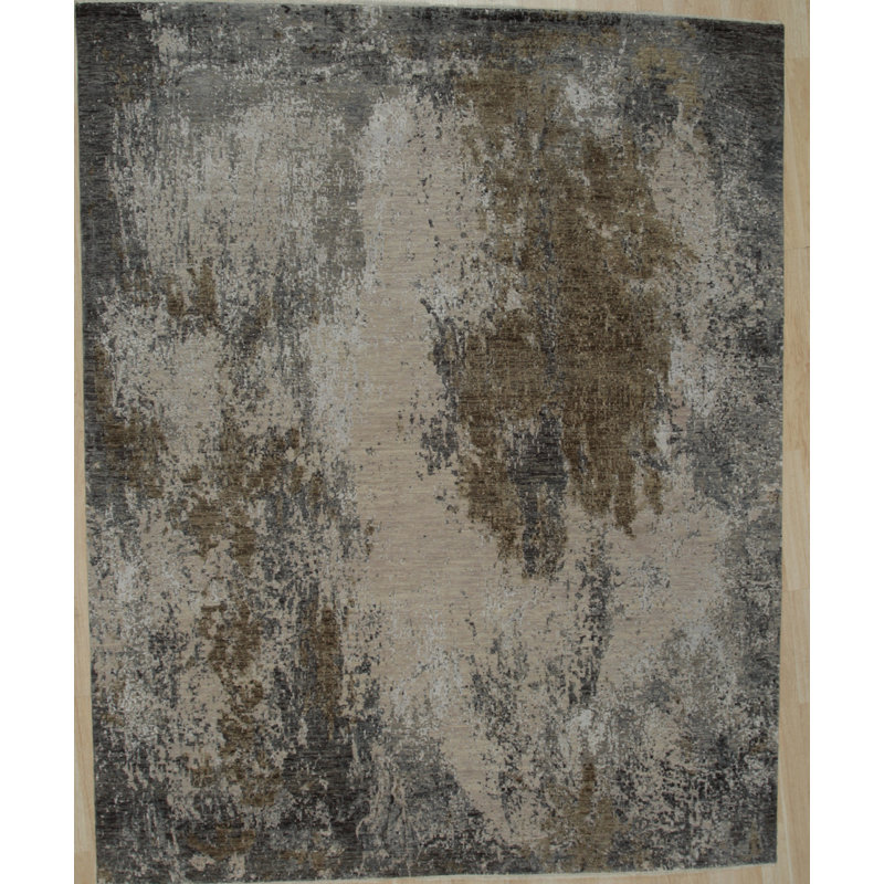 Tapis gris en laine noué à la main