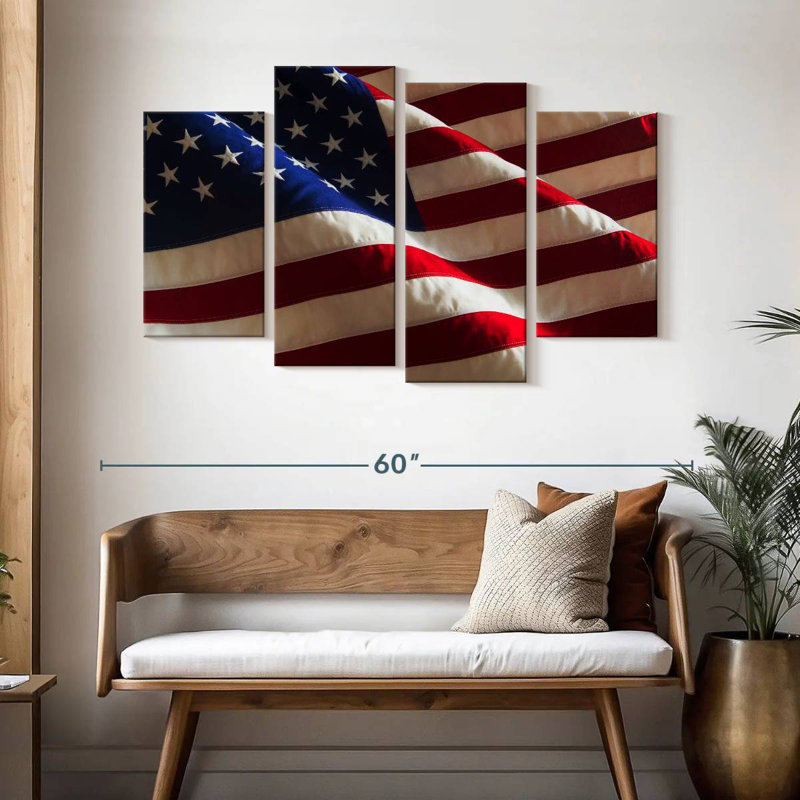 Borges Rippled American Flag, 32" H x 52" W