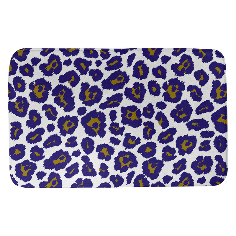 Tapis pour salle de bain Dallas, H 0,5 po x l 21 po x L 34 po, Blanc / or métallique / mauve