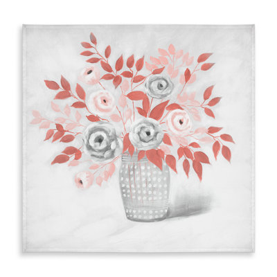 Coral Flower Gray Tablecloth | Indoor/Outdoor Botanical Decor