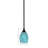 Stem Hung Mini Pendant Shown In Matte Black Finish With 5" Turquoise Fusion Glass