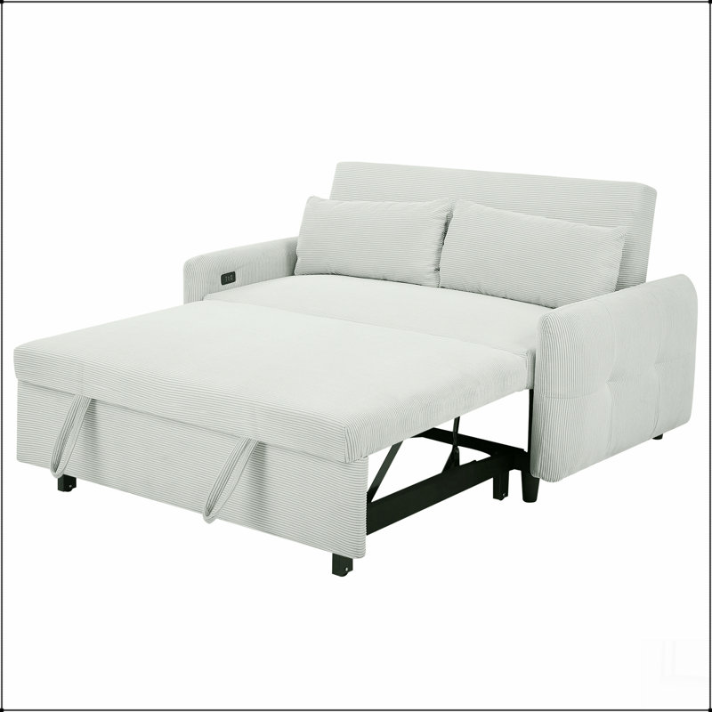 Canapé-lit convertible 2 places 57,48 po avec causeuse et port USB