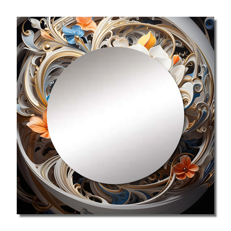 Jathniel - Grand miroir carré abstrait Botanicals, 36 po x 36 po