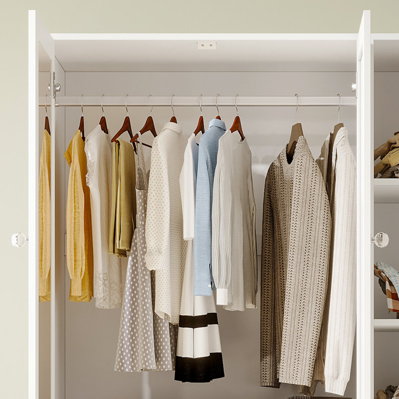 Armoire 70 '' en bois à 3 tiroirs avec miroir, Blanc