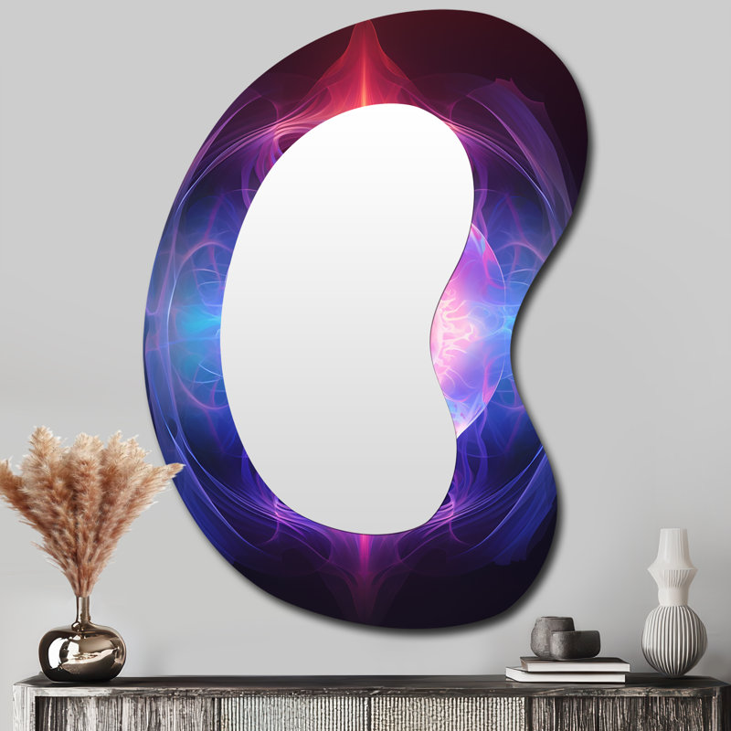 Gerid Mandala Vibrant Awakening - Abstract Asymmetrical Decorative Mirror, Modern Unique Shape Wall Mirror, Printed Metal Art