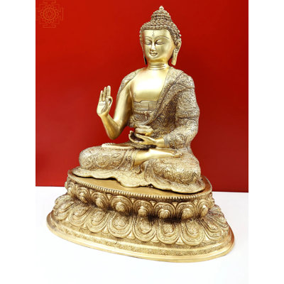 16" Gautam Buddha Preaching His Dharma Brass Statue – Handcrafted Tibetan-Style Meditation Sculpture for Home & Temple Décor