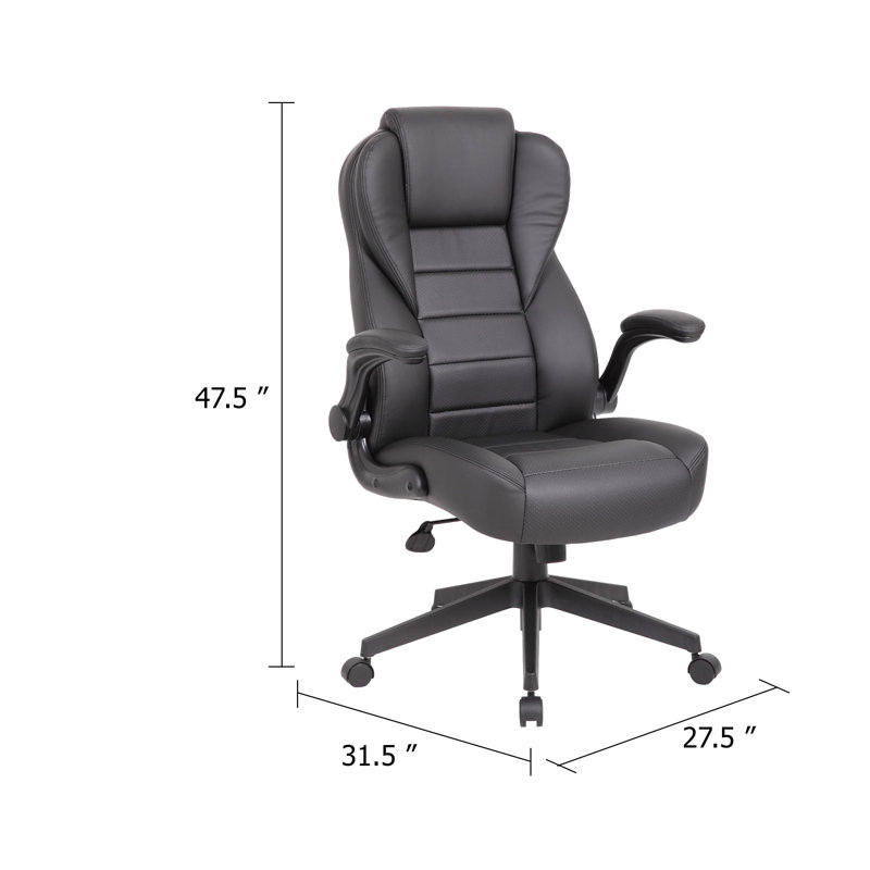 Fauteuil à haut dossier avec roulettes Yang, vinyle noir